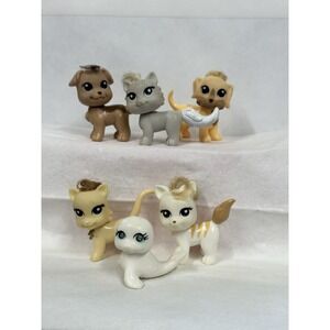 Polly Pocket Puppies and Kittens and‎ The Seal Figures Lot of 6 Mattel Toys